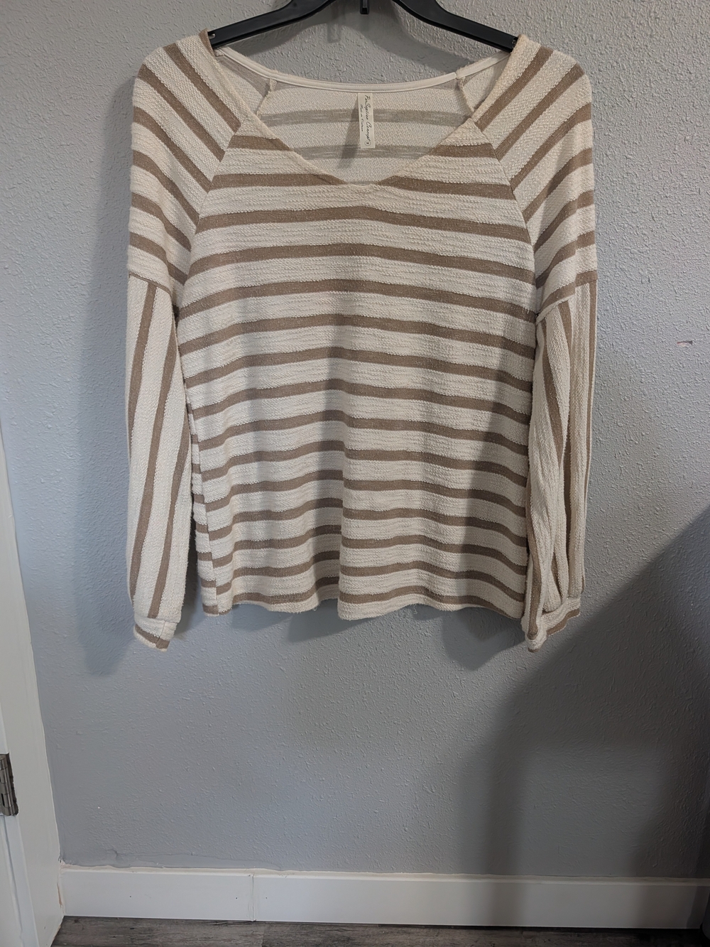 PerSeption Concept Cream and Beige Striped Lightweight Sweatshirt